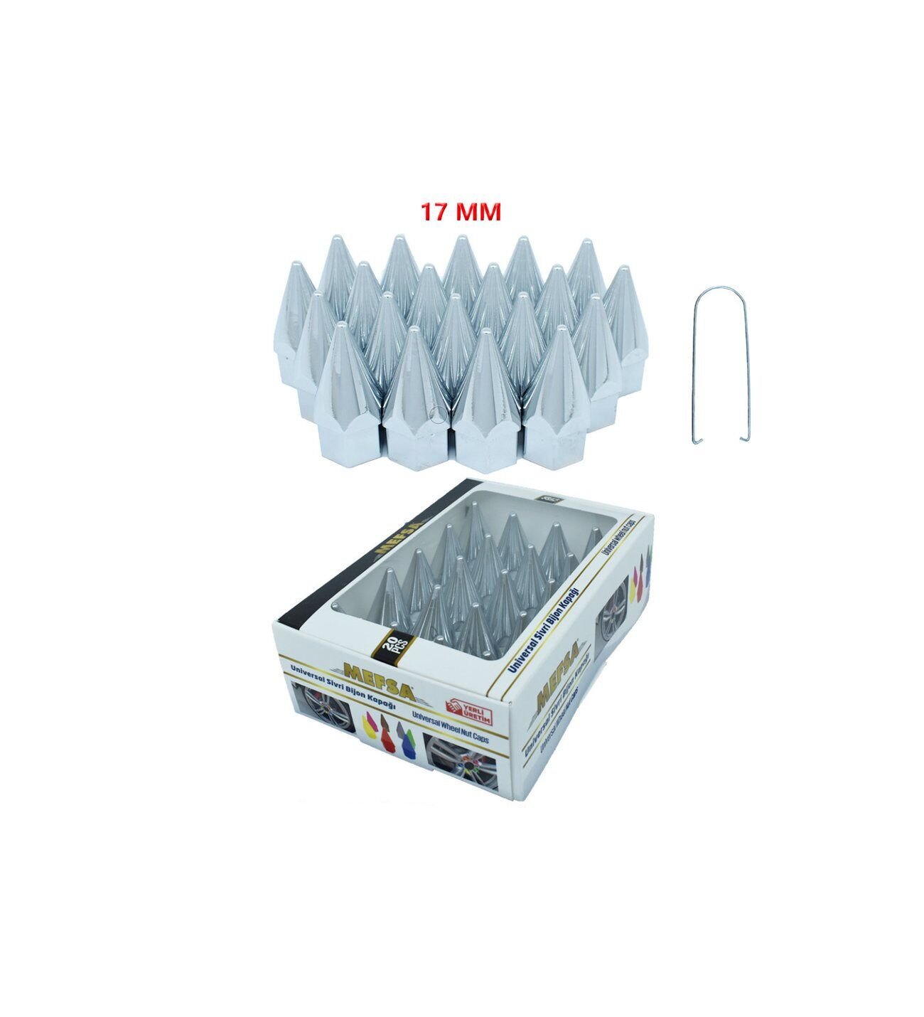 Bijon Kapağı / Sivri / 17 mm  / Krom / 20 Adet