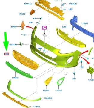 Ford Fiesta Ön Tampon Panjuru Krom Trend 2017-