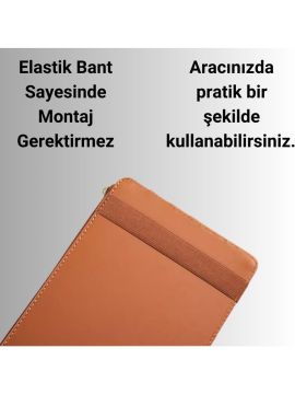 Suni Deri Ön Güneşlik Organizer / Gri